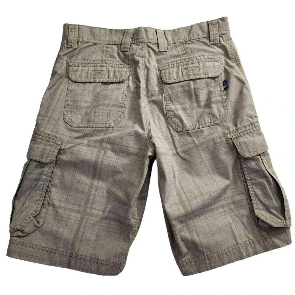The North Face Cargo Shorts Men's 32x10 Plaid Beige Tan Hiking Outdoor